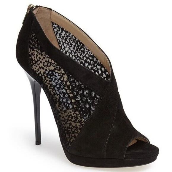 Jimmy Choo Vivid Black Lace Suede Platform Peep Booties Size 40.5 10.5 New $890 - Picture 2 of 10